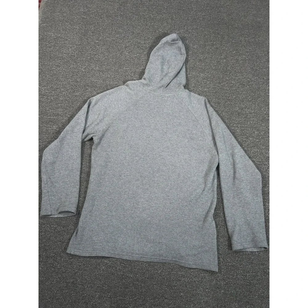 Polo Ralph Lauren Waffle Knit Hoodie Men's Medium Gray Pony Drawstrings‎ Thermal